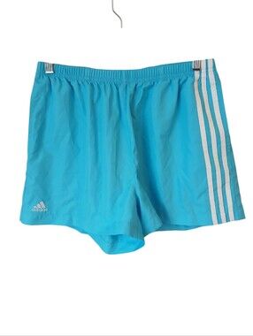Adidas Blue Athletic Shorts with White Stripes Size Medium